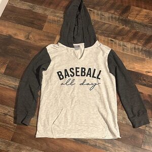 MV Sport Women's Long Sleeve Baseball Tee - Light Gray and Dark Gray